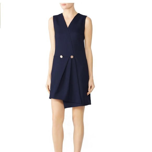 OSMAN Dresses & Skirts - Osman Sleeveless Wrap Asymmetrical Gathered Midi Dress in Black Size: 6